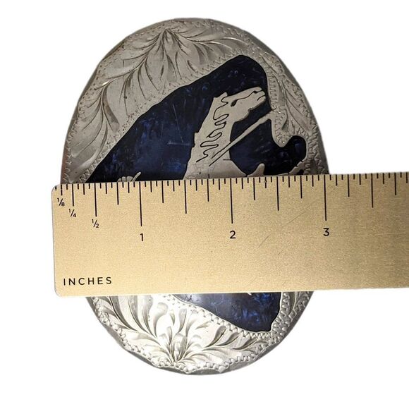 VINTAGE End of the Trail Inlaid Belt Buckle Made in Mexico - Picture 5 of 6